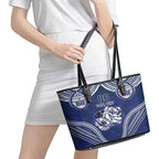 Bulldogs Rugby Custom Leather Tote Bag Go Berries With Polynesian Style