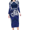 Bulldogs Rugby Custom Long Sleeve Bodycon Dress Go Berries With Polynesian Style