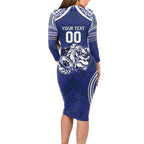 Bulldogs Rugby Custom Long Sleeve Bodycon Dress Go Berries With Polynesian Style