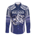 Bulldogs Rugby Custom Long Sleeve Button Shirt Go Berries With Polynesian Style