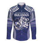 Bulldogs Rugby Custom Long Sleeve Button Shirt Go Berries With Polynesian Style