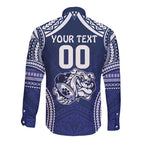 Bulldogs Rugby Custom Long Sleeve Button Shirt Go Berries With Polynesian Style