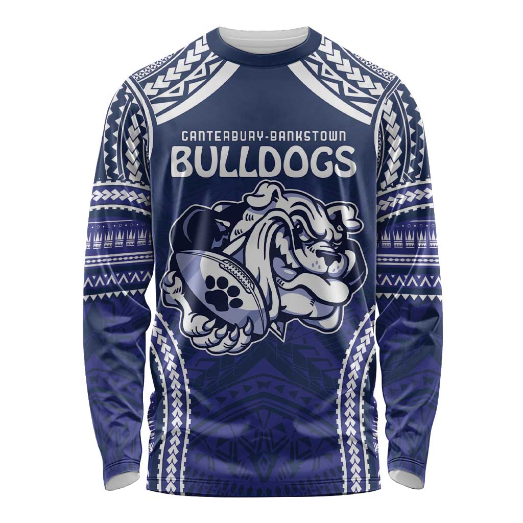 Bulldogs Rugby Custom Long Sleeve Shirt Go Berries With Polynesian Style