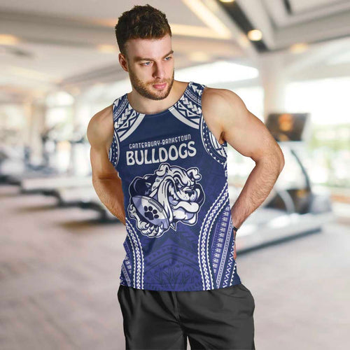 Bulldogs Rugby Custom Men Tank Top Go Berries With Polynesian Style