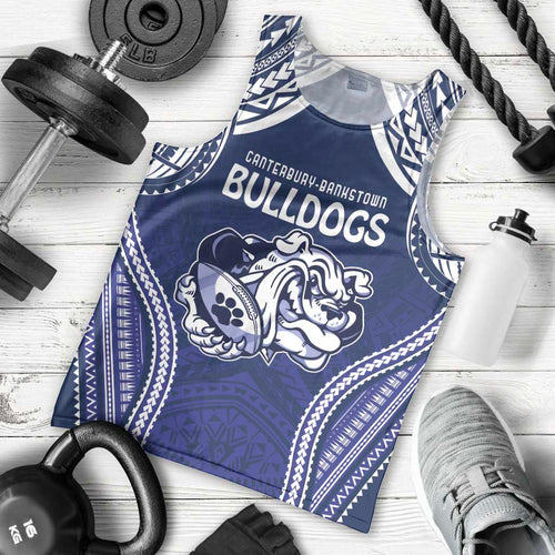Bulldogs Rugby Custom Men Tank Top Go Berries With Polynesian Style