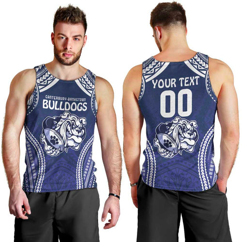 Bulldogs Rugby Custom Men Tank Top Go Berries With Polynesian Style