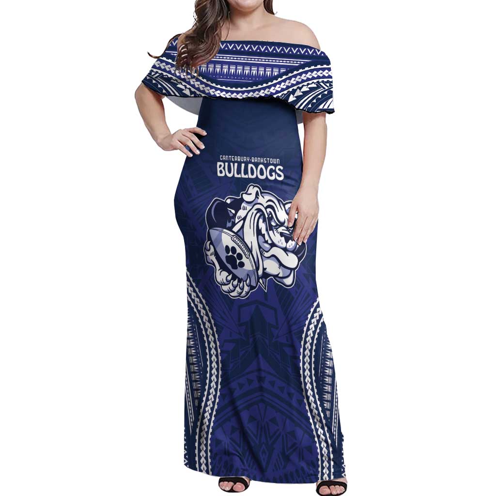 Bulldogs Rugby Custom Off Shoulder Maxi Dress Go Berries With Polynesian Style