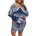 Bulldogs Rugby Custom Off Shoulder Short Dress Go Berries With Polynesian Style