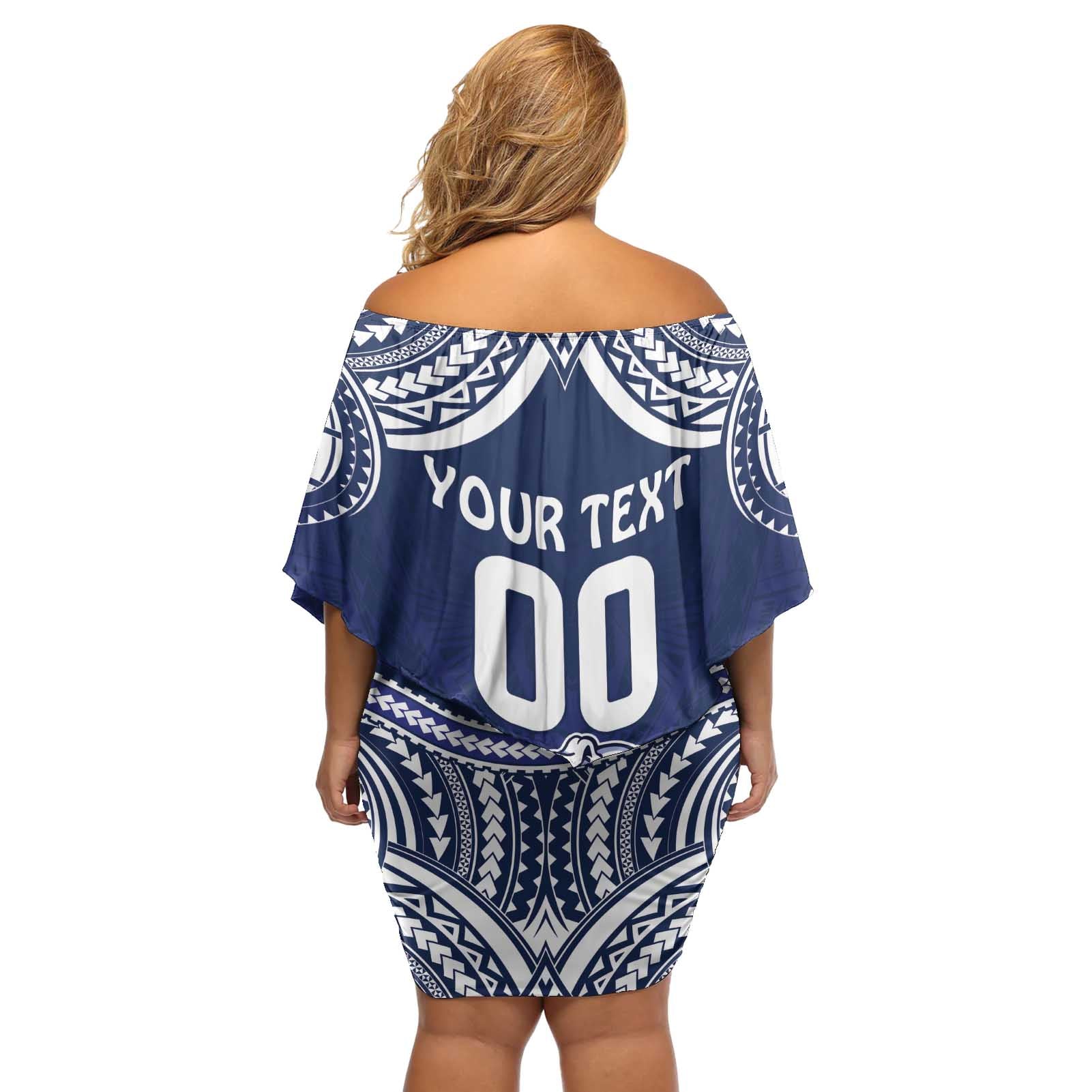 Bulldogs Rugby Custom Off Shoulder Short Dress Go Berries With Polynesian Style