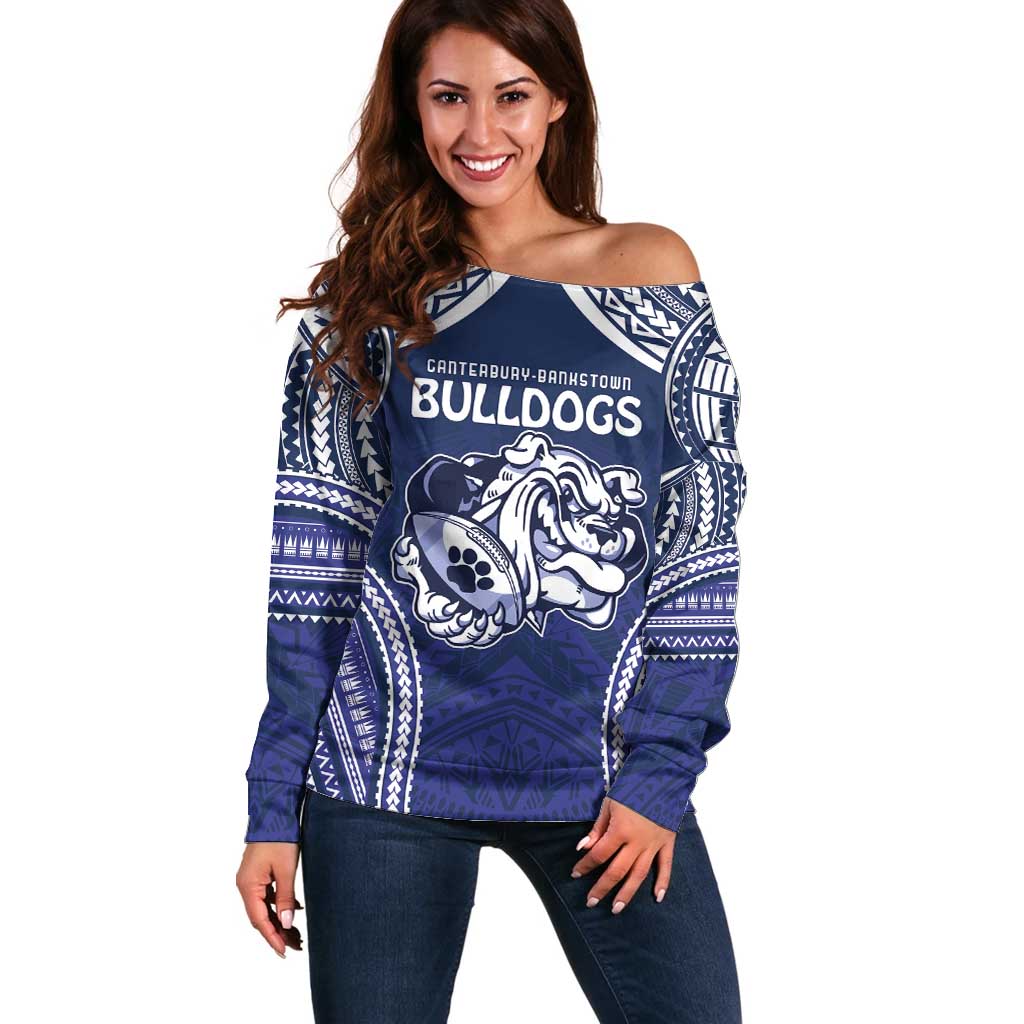 Bulldogs Rugby Custom Off Shoulder Sweater Go Berries With Polynesian Style