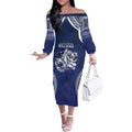 Bulldogs Rugby Custom Off The Shoulder Long Sleeve Dress Go Berries With Polynesian Style