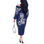 Bulldogs Rugby Custom Off The Shoulder Long Sleeve Dress Go Berries With Polynesian Style