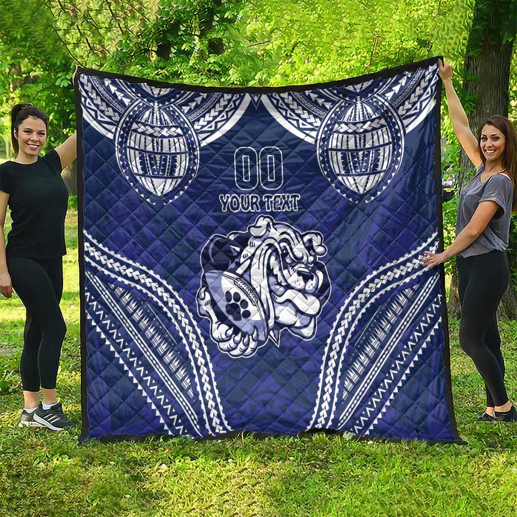 Bulldogs Rugby Custom Quilt Go Berries With Polynesian Style