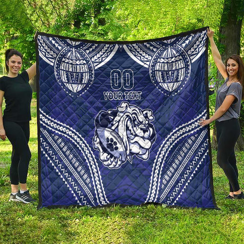 Bulldogs Rugby Custom Quilt Go Berries With Polynesian Style