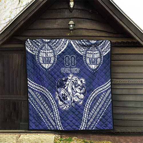 Bulldogs Rugby Custom Quilt Go Berries With Polynesian Style