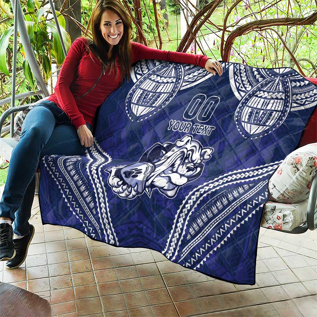 Bulldogs Rugby Custom Quilt Go Berries With Polynesian Style