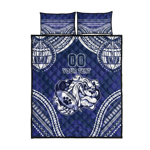 Bulldogs Rugby Custom Quilt Bed Set Go Berries With Polynesian Style