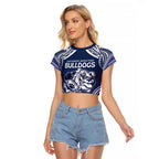 Bulldogs Rugby Custom Raglan Cropped T Shirt Go Berries With Polynesian Style