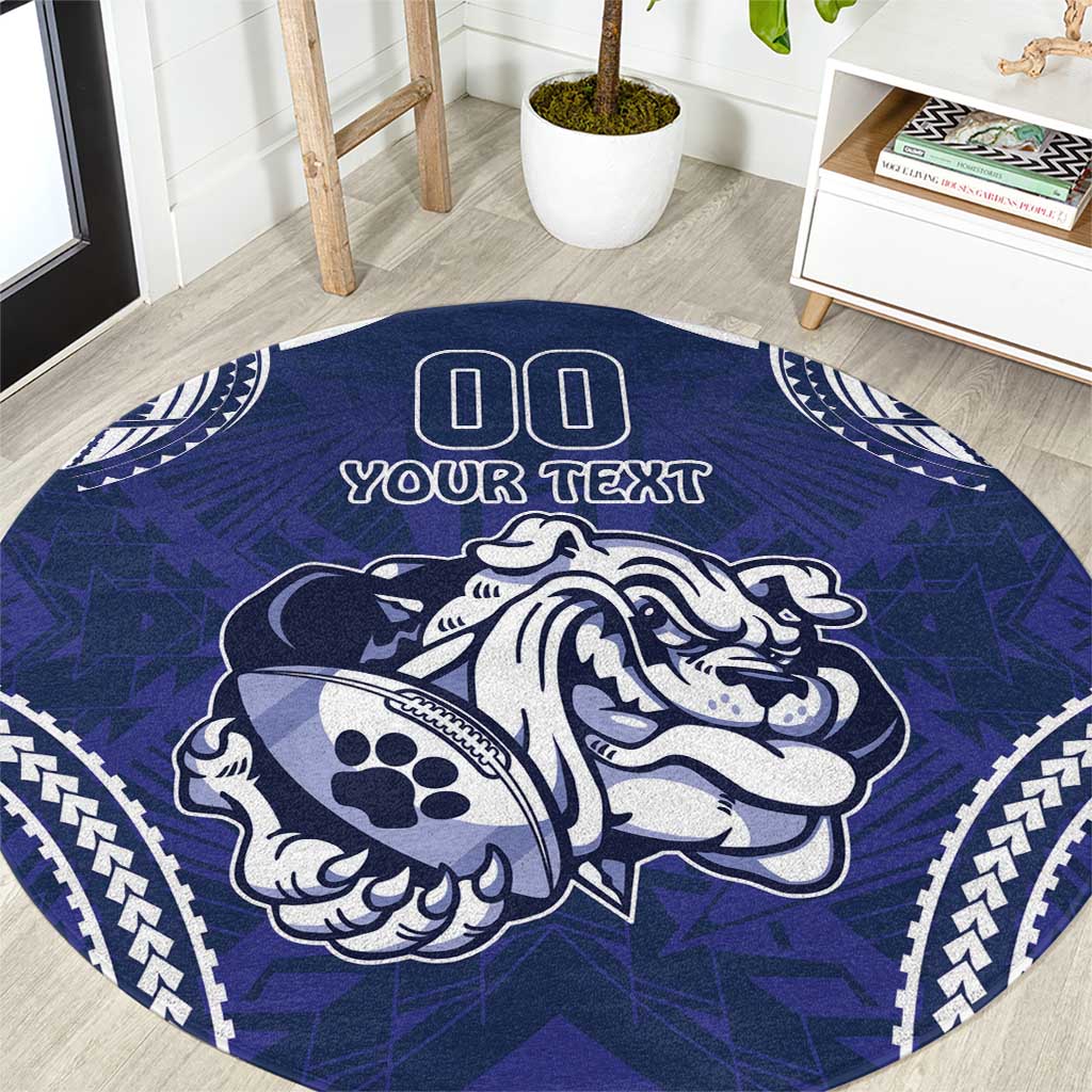 Bulldogs Rugby Custom Round Carpet Go Berries With Polynesian Style