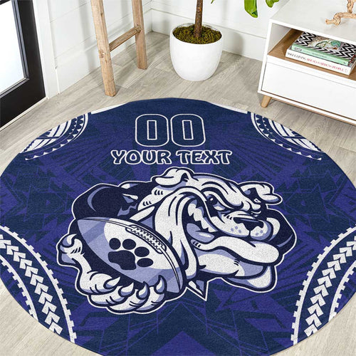 Bulldogs Rugby Custom Round Carpet Go Berries With Polynesian Style