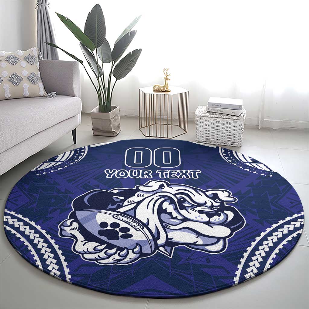 Bulldogs Rugby Custom Round Carpet Go Berries With Polynesian Style