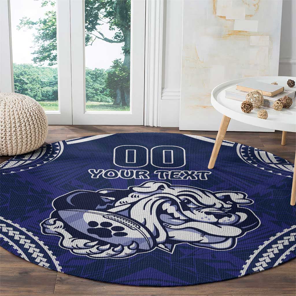 Bulldogs Rugby Custom Round Carpet Go Berries With Polynesian Style
