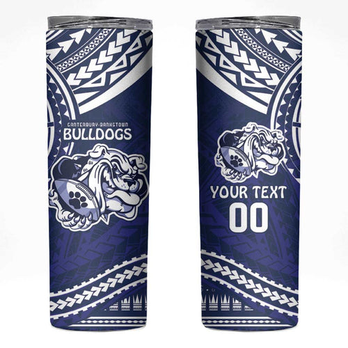 Bulldogs Rugby Custom Skinny Tumbler Go Berries With Polynesian Style