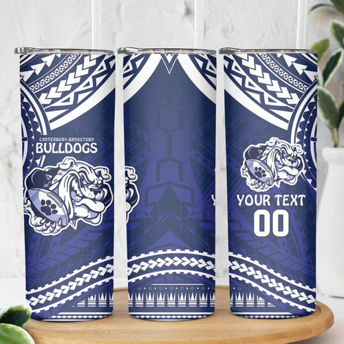 Bulldogs Rugby Custom Skinny Tumbler Go Berries With Polynesian Style
