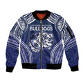 Bulldogs Rugby Custom Sleeve Zip Bomber Jacket Go Berries With Polynesian Style