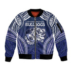 Bulldogs Rugby Custom Sleeve Zip Bomber Jacket Go Berries With Polynesian Style