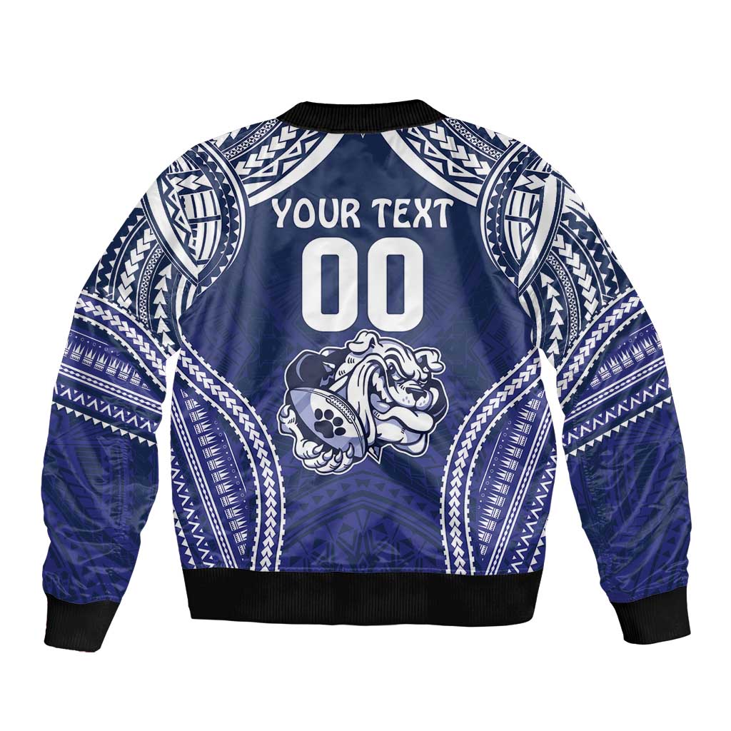 Bulldogs Rugby Custom Sleeve Zip Bomber Jacket Go Berries With Polynesian Style