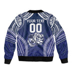 Bulldogs Rugby Custom Sleeve Zip Bomber Jacket Go Berries With Polynesian Style