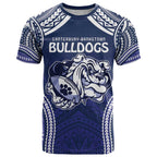 Bulldogs Rugby Custom T Shirt Go Berries With Polynesian Style
