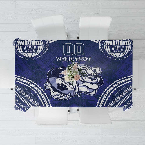 Bulldogs Rugby Custom Tablecloth Go Berries With Polynesian Style