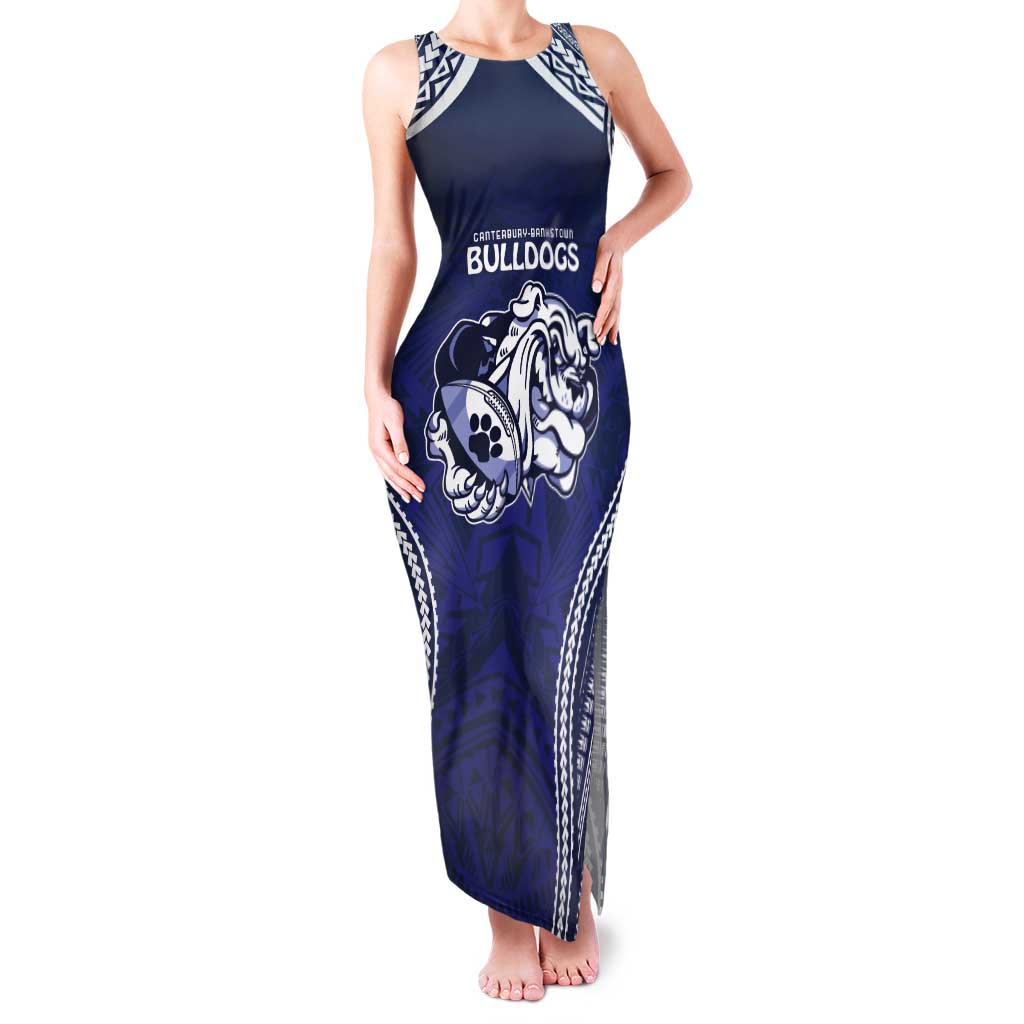Bulldogs Rugby Custom Tank Maxi Dress Go Berries With Polynesian Style
