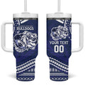Bulldogs Rugby Custom Tumbler With Handle Go Berries With Polynesian Style