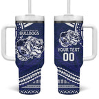 Bulldogs Rugby Custom Tumbler With Handle Go Berries With Polynesian Style