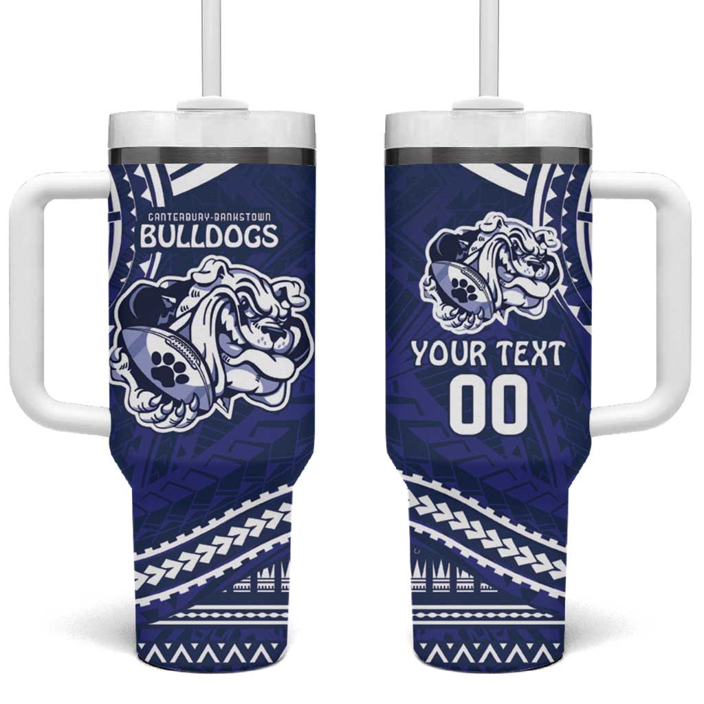 Bulldogs Rugby Custom Tumbler With Handle Go Berries With Polynesian Style