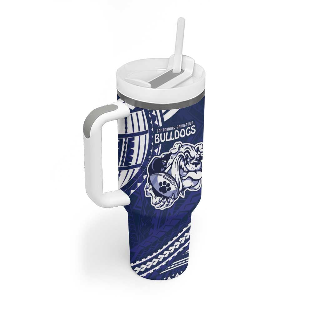 Bulldogs Rugby Custom Tumbler With Handle Go Berries With Polynesian Style