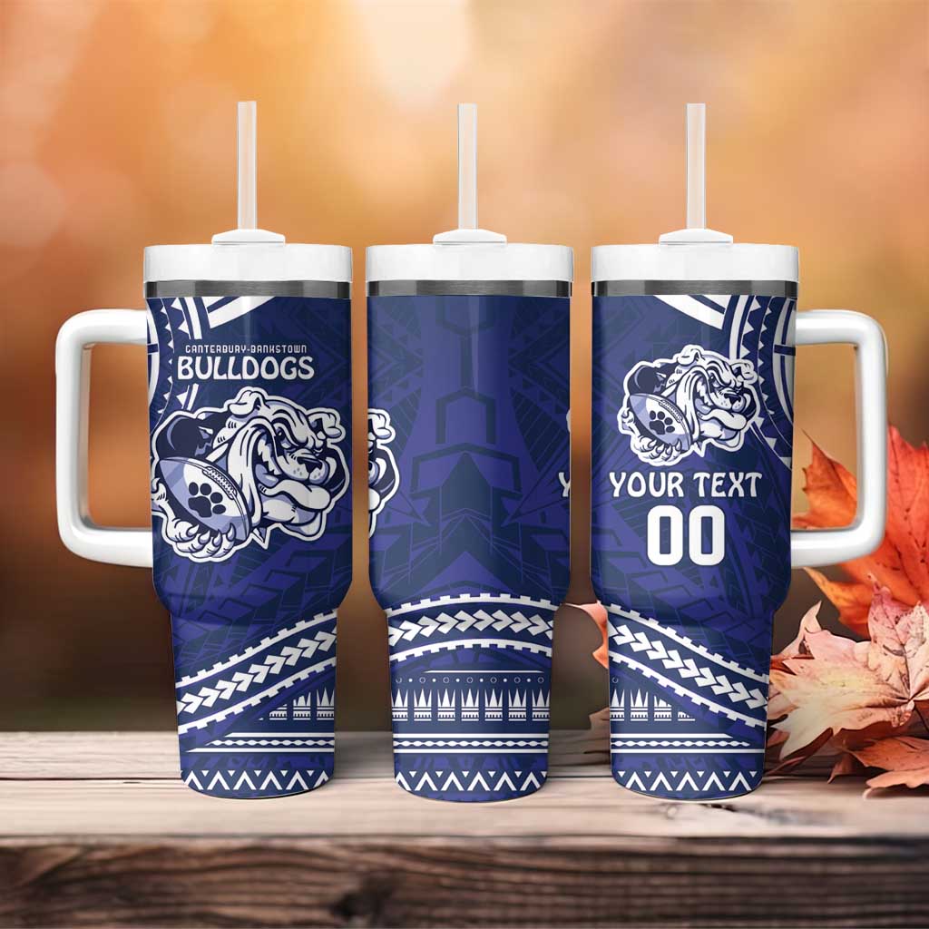 Bulldogs Rugby Custom Tumbler With Handle Go Berries With Polynesian Style
