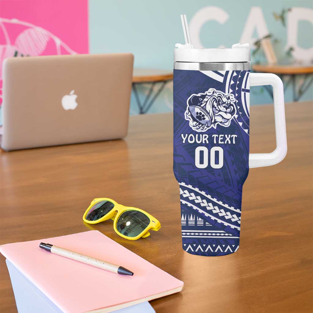 Bulldogs Rugby Custom Tumbler With Handle Go Berries With Polynesian Style