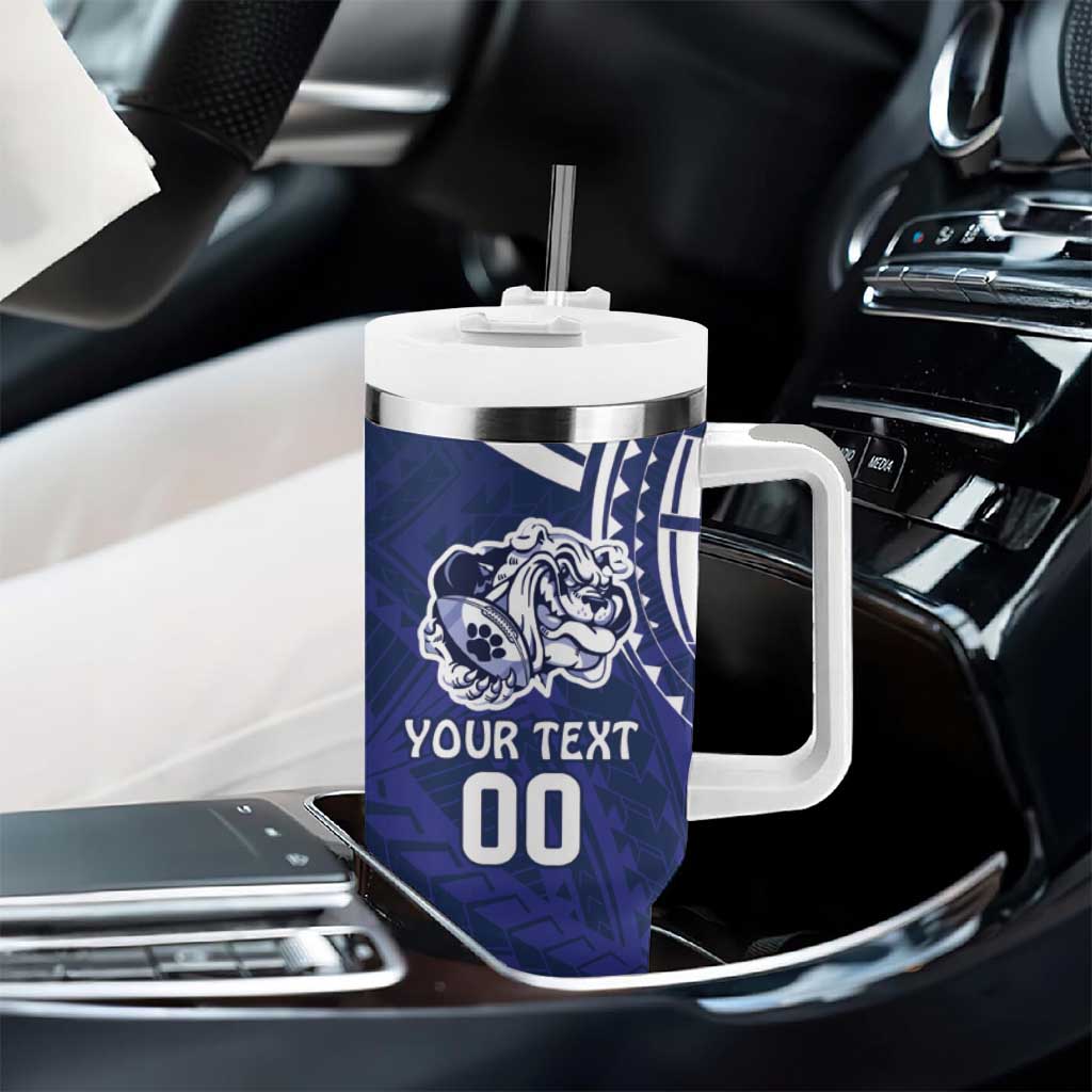 Bulldogs Rugby Custom Tumbler With Handle Go Berries With Polynesian Style