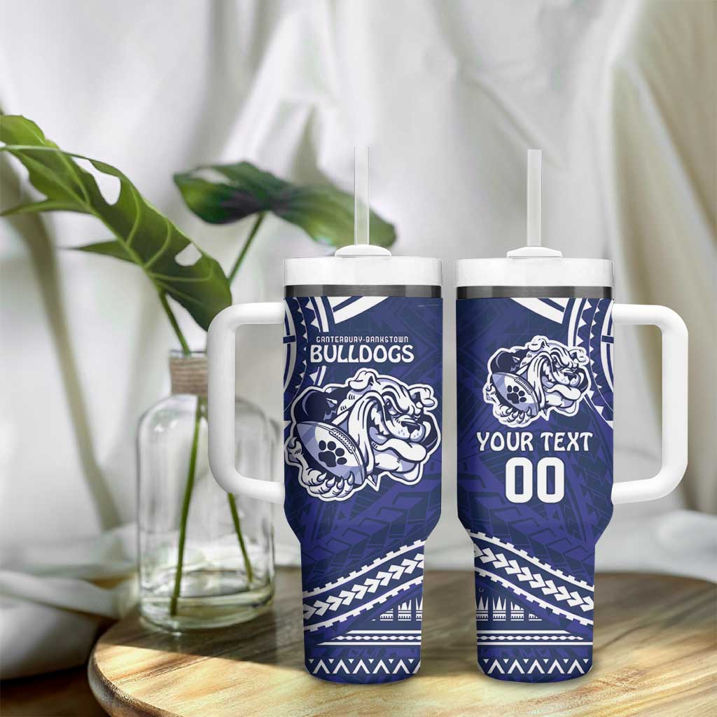 Bulldogs Rugby Custom Tumbler With Handle Go Berries With Polynesian Style