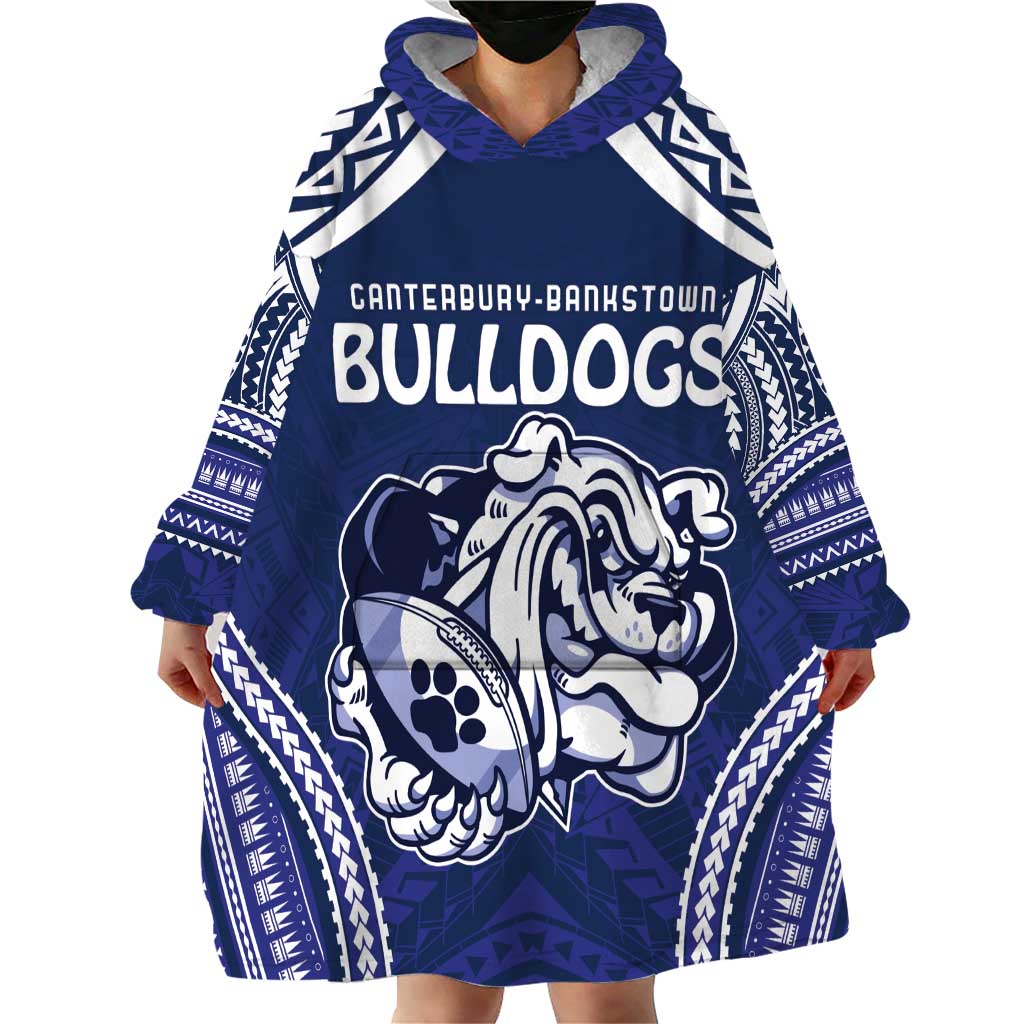 Bulldogs Rugby Custom Wearable Blanket Hoodie Go Berries With Polynesian Style