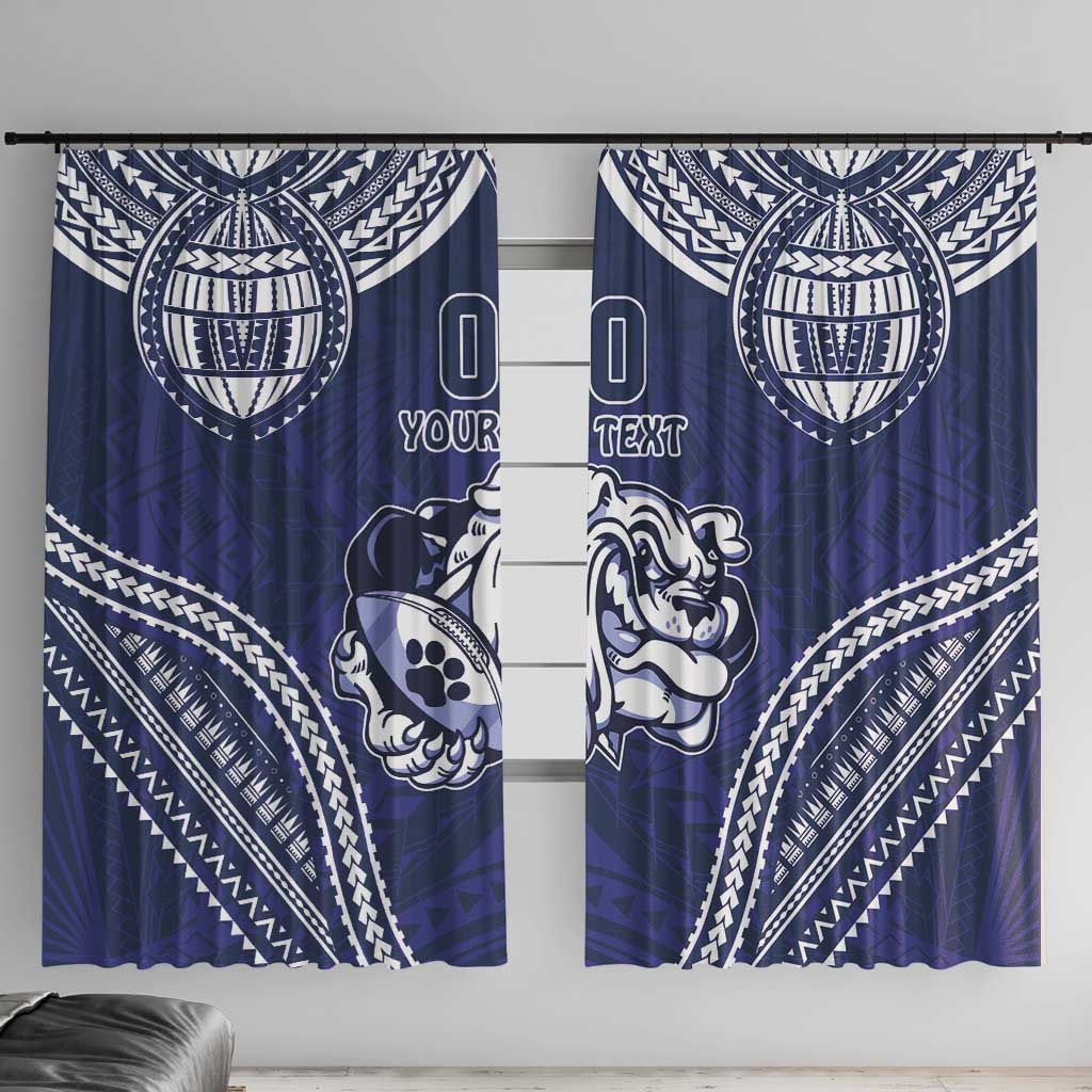 Bulldogs Rugby Custom Window Curtain Go Berries With Polynesian Style
