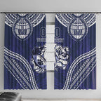 Bulldogs Rugby Custom Window Curtain Go Berries With Polynesian Style