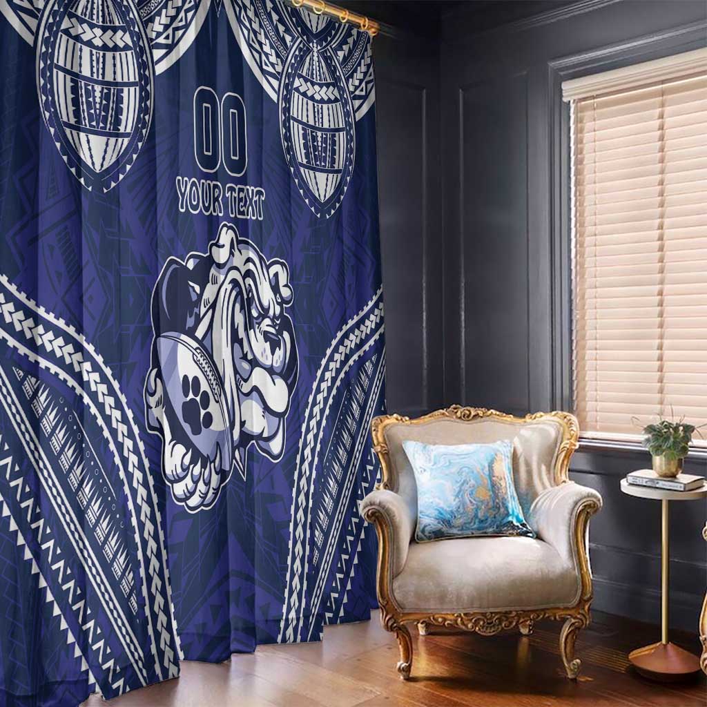 Bulldogs Rugby Custom Window Curtain Go Berries With Polynesian Style