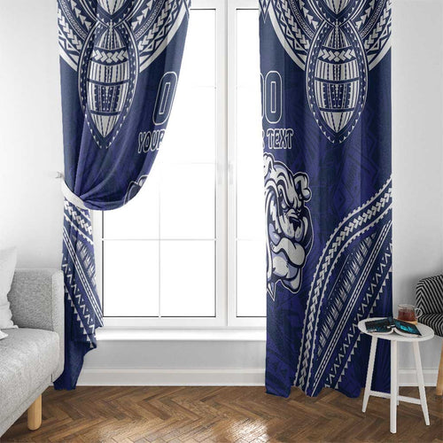 Bulldogs Rugby Custom Window Curtain Go Berries With Polynesian Style