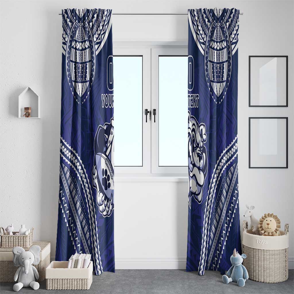 Bulldogs Rugby Custom Window Curtain Go Berries With Polynesian Style
