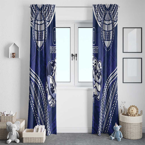 Bulldogs Rugby Custom Window Curtain Go Berries With Polynesian Style